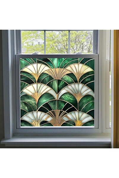Generic Brand Tazweeq Non-Adhesive Stained Glass Rainbow Window Film, Art Nou...