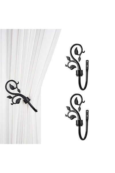 Generic 2pcs Leaf Shaped Curtain Holdbacks, Metal Wall Mounted Curtain Tiebac...