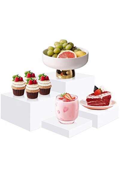 Generic Brand 4 Pcs Acrylic Risers Display Stands, Buffet Risers for Dessert ...