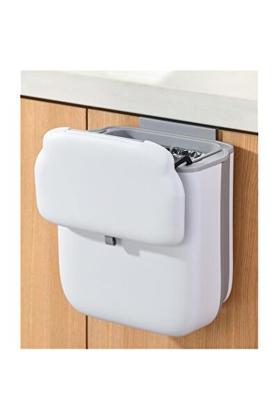 Generic 9L Kitchen Hanging Trash Can with Lid, Collapsible Kitchen Garbage Ca...