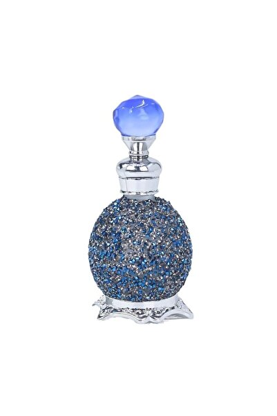 Generic Brand Refillable Essential Oil Bottle, Blue Glass with Sparkling Rhin...