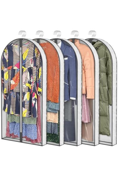 Generic 50" Garment Bags, Clear Plastic Clothes Covers with 4" Gussetes for H...