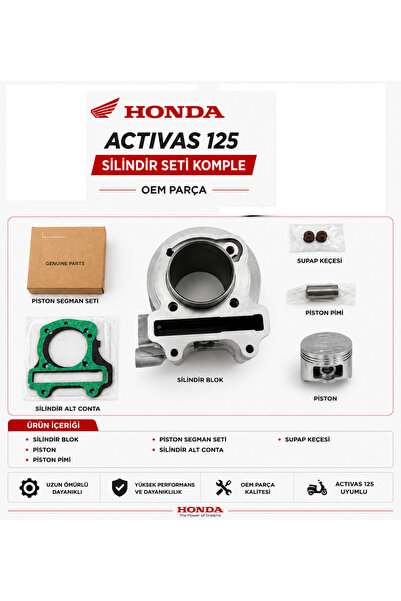 Çelik HONDA ACTiVAS Silindir SETİ KOPMLE PİSTON SETİ SİLİNDİR CONTA TAKIM OEM...