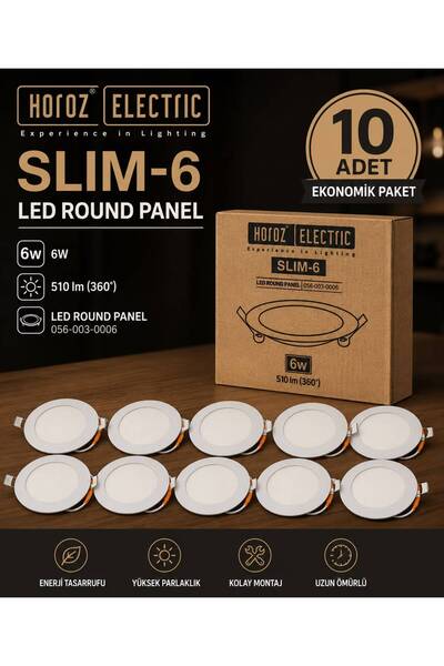 LePold 10 ADET Horoz Slim 6w Led Panel 6400k Beyaz IŞIK