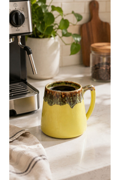 EvaniLife Colorflow Serisi Porselen Kahve ve Çay Fincan Seti Özel Kupa ve Bar...