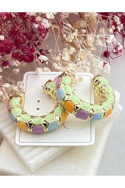 XUPING JEWELRY 14K RENKLİ MİNELİ BONİBON ÇELİK HALKA KÜPE