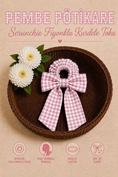 Hophera Pötikare Scrunchie Bow Ribbon Hair Clip with Strong Elastic Tail