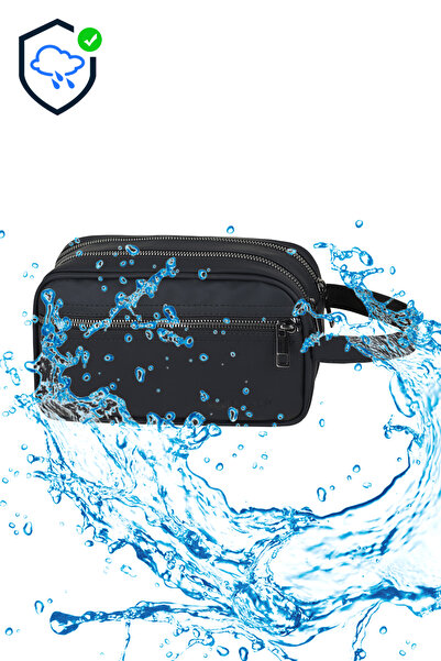 SEVENTEEN Double Compartment Waterproof Black Men's Hand, Shaving and Travel Bag