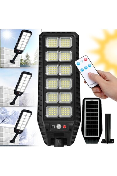 Daismart Lampă stradală solară de 400W, Daismart, 216 LED-uri SMD, senzor de ...