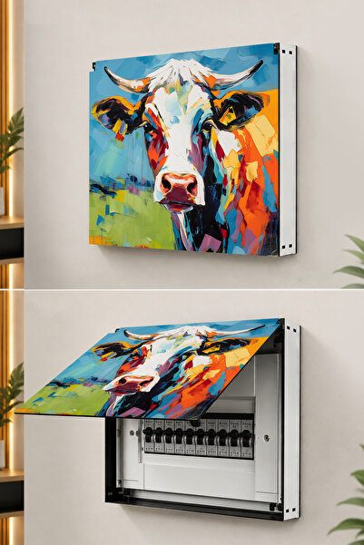 kutuTR Dekoratif Sigorta Kutusu Kapağı 39x32 cm Açılır Kapaklı Elektrik Panosu Gizleme Paneli SS040