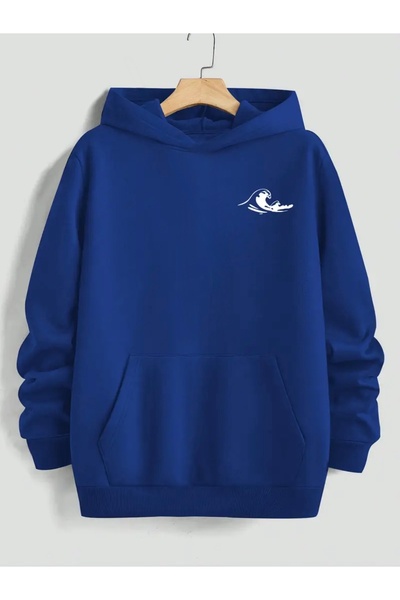 FUFLUNS Wave Printed Oversized Unisex Women'S/Men's Hooded Sweatshirt
