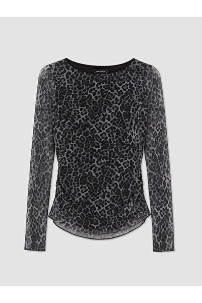 LC Waikiki Brown Boat Neck Blouse Pack of Leopard Printed