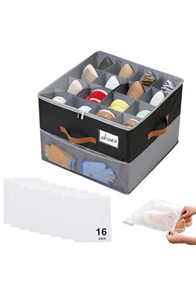 Generic Shoe Storage Box with 16 Bags, TINY SPARK Foldable & Adjustable Organ...