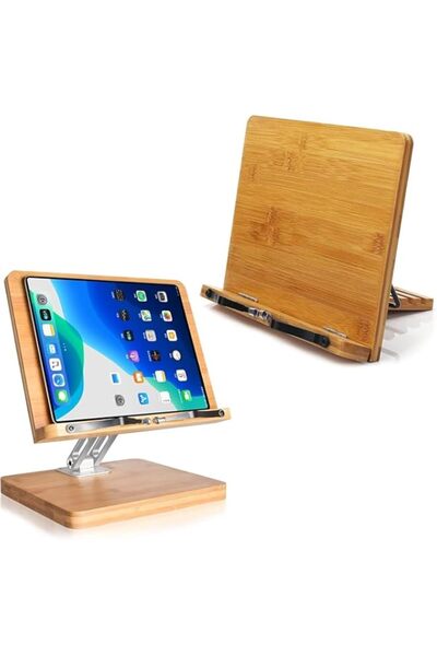 Generic HALAMODO Bamboo Book Reading Stand, Laptop Holder, Adjustable Book Ho...