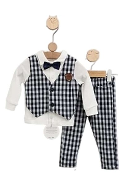 OEM Set elegant: bluză cu mânecă lungă cu fundă, vestă și pantaloni lungi, 2 ani