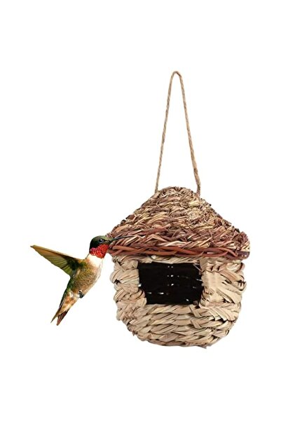 Generic Grass Hand Woven Natural Hanging Bird House Hut for Outside for Audub...
