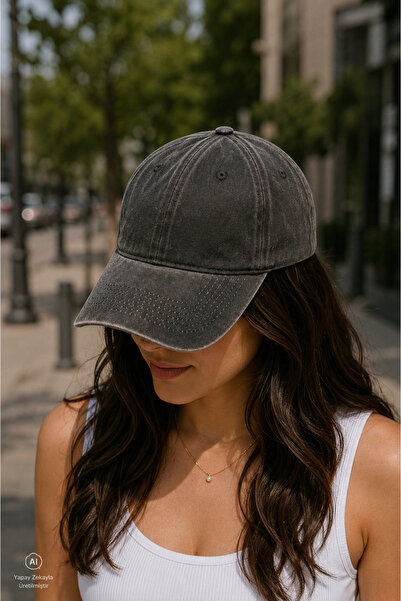 ZERAMİNE Black Unisex Vintage Hat Adjustable Vintage Plain Hat