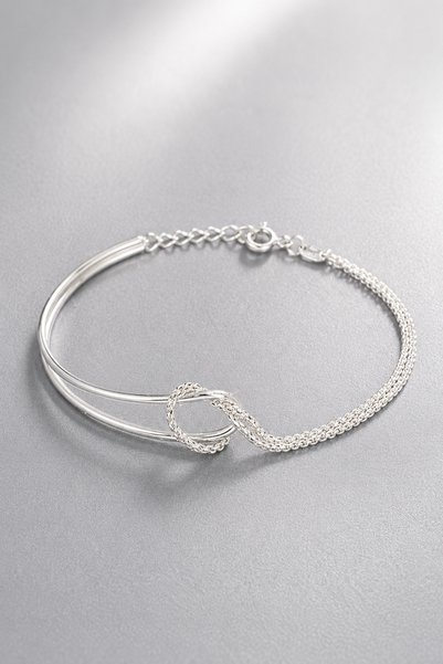 THE Steel Silver Color Chain Detailed Adjustable Modern Women's Ring