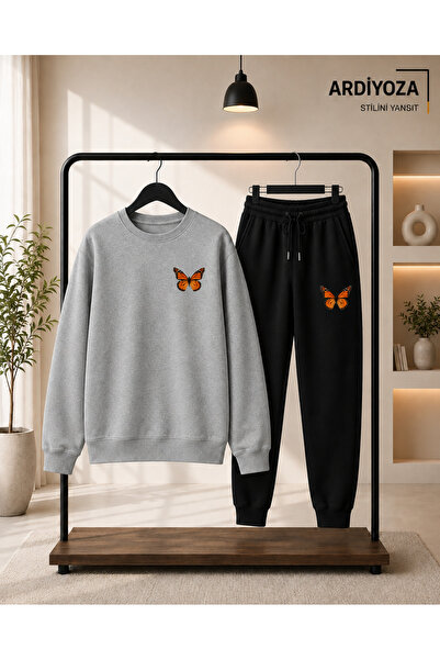 SILATU 2-Piece Zero Collar Butterfly Printed Winter Set