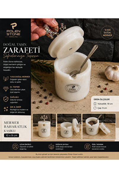 Polen Stone وعاء توابل من الرخام الأبيض الطبيعي