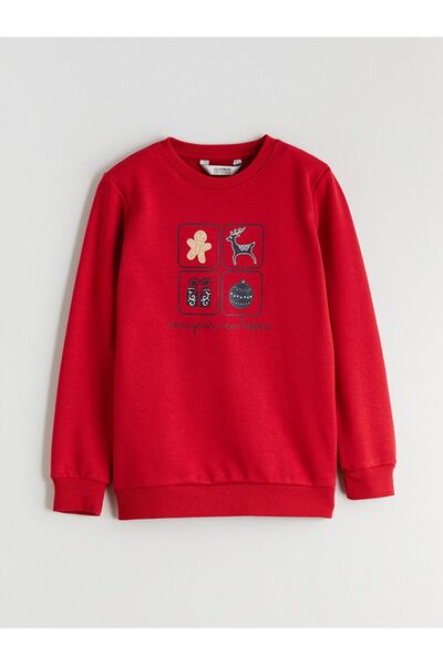 LC Waikiki Crew Neck Christmas Themed Boy Sweatshirt