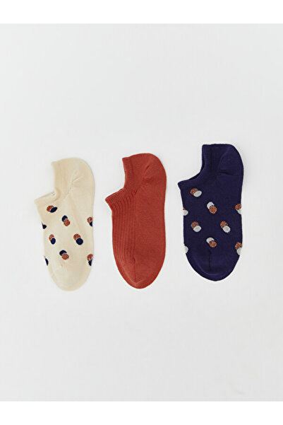 LC Waikiki Rmz Gi̇yi̇m Farkiyla Printed Women's Sneaker Socks 3-Pack