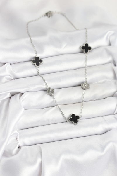 online kapsulavm avm alışveriş 316L Steel Chain Silver Color Black and Zircon...