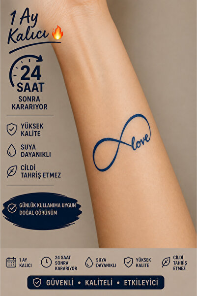 Genel Markalar 1 Aylık Geçici Minimal Sonsuzluk Love Dövmesi