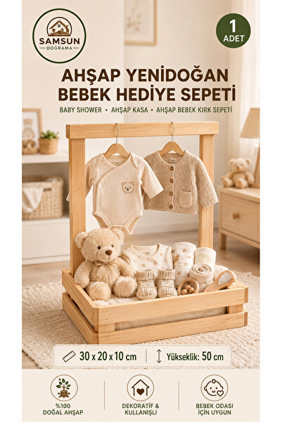 Genel Markalar Samsun Doğrama Ahşap Yenidoğan Bebek Hediye Sepeti & 40 Uçurma...