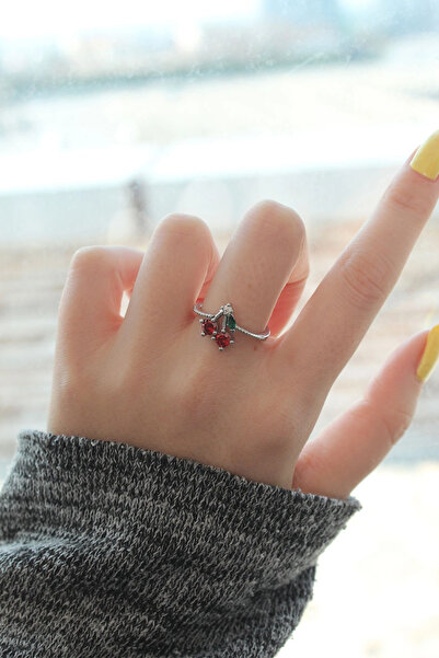 online kapsulavm avm alışveriş Adjustable Silver Color Crystal Stone Cherry Ring