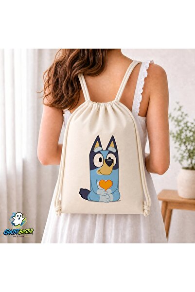 Ghostbastır Design Bluey Drawstring Linen Bag C043