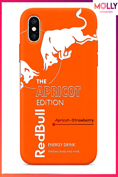 Molly iPhone X/XS İçin Turuncu Redbull The Apricot Edition Desenli İçi Kadife...
