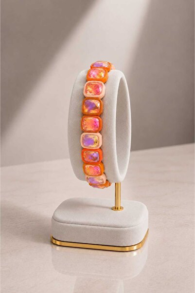 mdm style Orange Stone Steel Bracelet