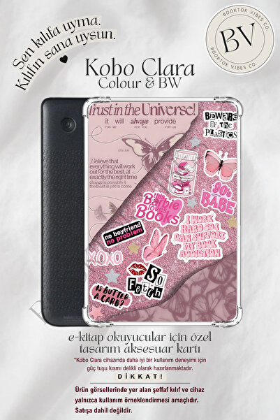 BookTok Vibes Co. Bookish Pembe Girly Sticker Temalı Insert - Kindle ve Kobo ...