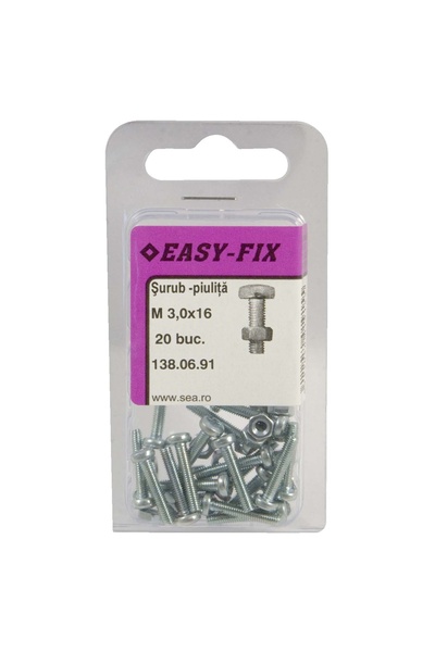 OEM Винт с полуобла глава, кръстат шлиц, с гайка, Easy-Fix, стомана, поцинков...