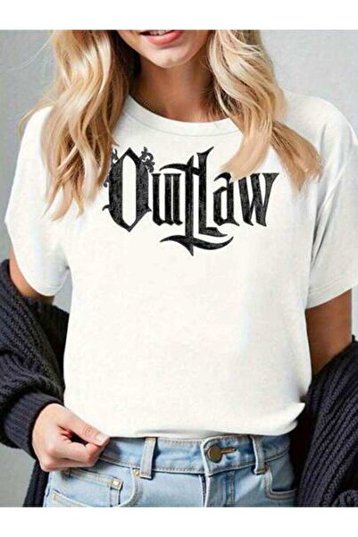 25W Women's Gothic 'Outlaw' Text-Shirt Vintage Ombre Black//White/Dark Red Gr...