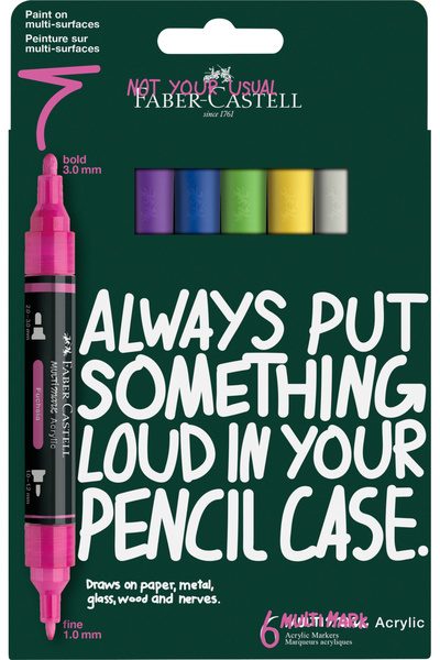 Faber Castell Blister 6 markere acrilice multimark culori intense faber-castell