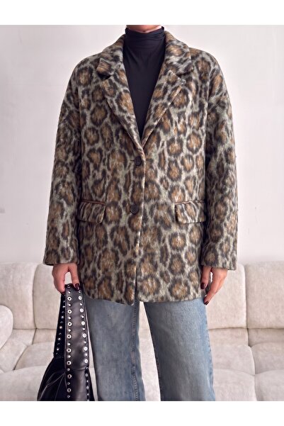 mass fashion Γυναικείο παλτό με στάμπα λεοπάρ
