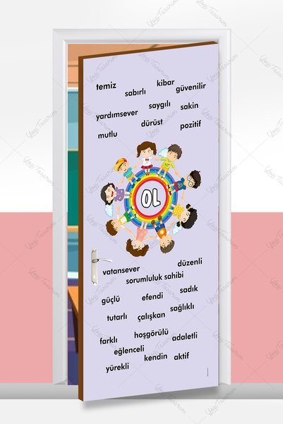Yogi Tasarım School Door Decoration - Be Like Our Values 100X200Cm