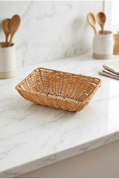 Atbyhome Rattan Rectangular Bread Basket 24X17X8 cm - Handwoven Wicker Breakf...