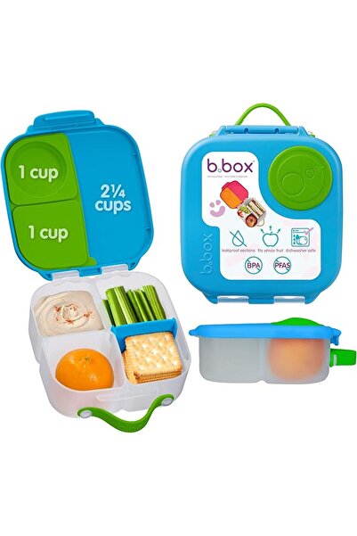 b.box Silicone Mini Lunch Box for Kids with Adjustable Dividers Easy Open Rem...