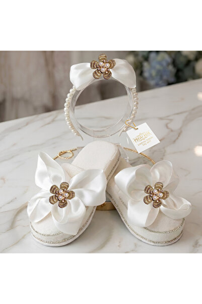 pegu baby collection Pegu Crystal Stone Satin Bow Flower Pregnancy Slippers C...