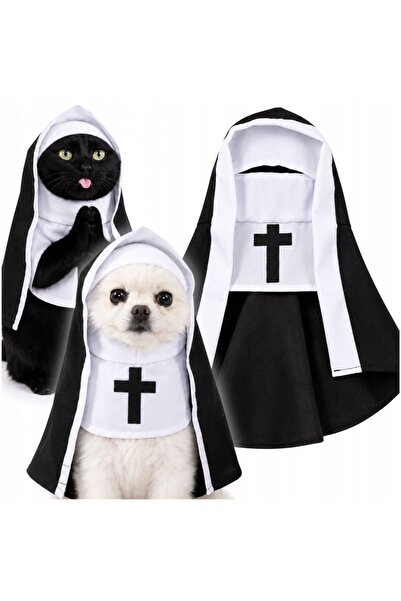 Korbi Costum de Halloween pentru animale de companie, tip călugăriță, negru, ...