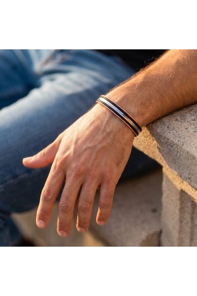 JuraDeri Copper Bracelet with Multiple Chain Details and Magnet Tip Open Handcuff Men's Accessory