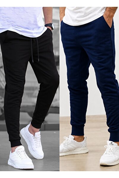 TORUK MAKTO Set of 2 Unisex Ribbed Leg Sweatpants Jogger Comfortable Fit Dail...