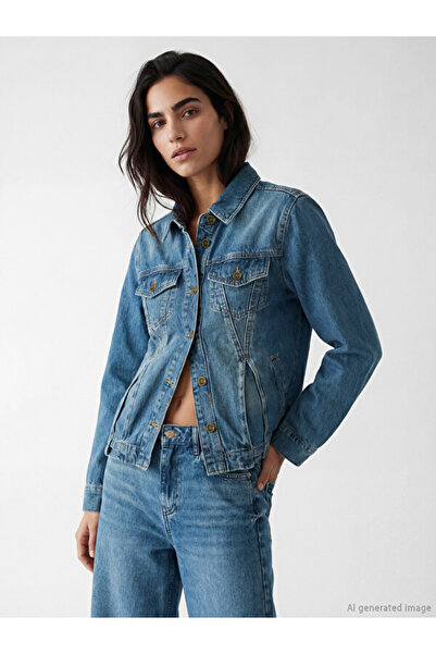 LC Waikiki Esvab • Modern & Distinctive Shirt Roba Collar Women's Jean Jacket