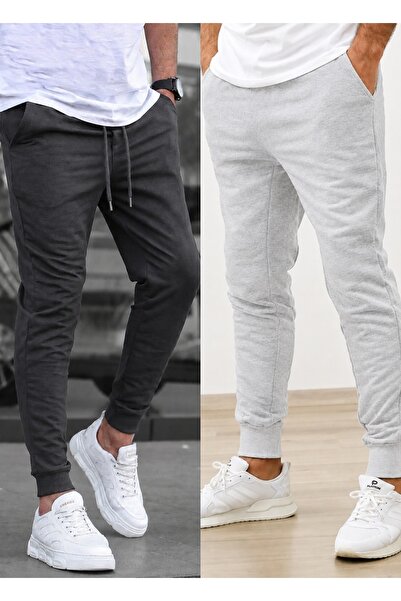 TORUK MAKTO Set of 2 Unisex Ribbed Leg Sweatpants Jogger Comfortable Fit Dail...