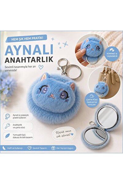cnn takı toka Aynalı Sevimli Hayvan Figürlü Peluş Hafif Kullanışlı Anahtarlık...