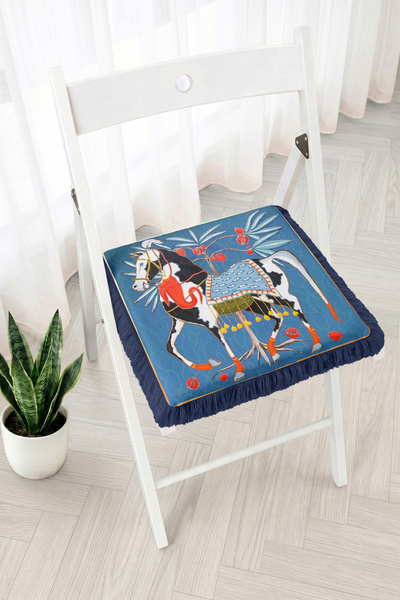 Realhomes Ethnic Horse Figured Leaf and Pomegranate Motif Fringed Zippered Ch...
