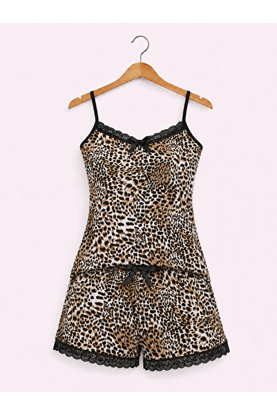 belpa Sıla Sella Bamboo Kadın Şortlu Pijama Takımı – Askılı Dantel Detaylı